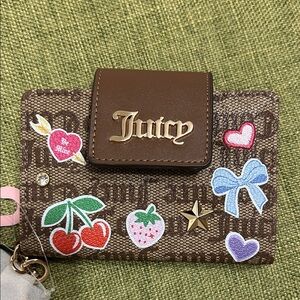 Juicy Couture Brown Logo Wallet with Colorful Patches